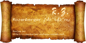 Rozenberger Zétény névjegykártya